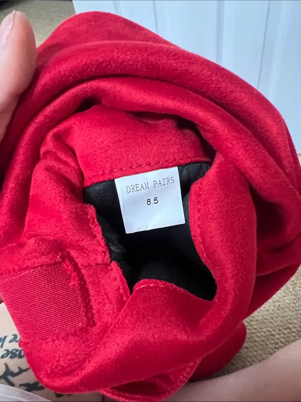 Dream Pairs Red Over-the-Knee Suede High Heel Boots